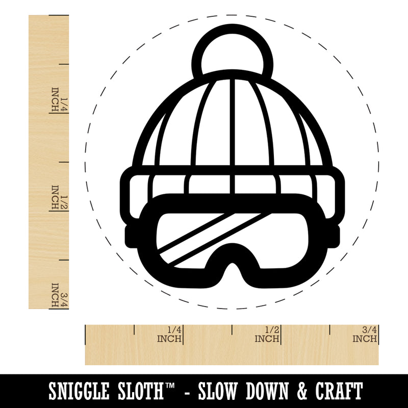 Snowboard Ski Goggles with Beanie Hat Winter Self-Inking Rubber Stamp for Stamping Crafting Planners