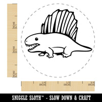 Wary Dimetrodon Dinosaur with Dorsal Sail Fin Self-Inking Rubber Stamp for Stamping Crafting Planners