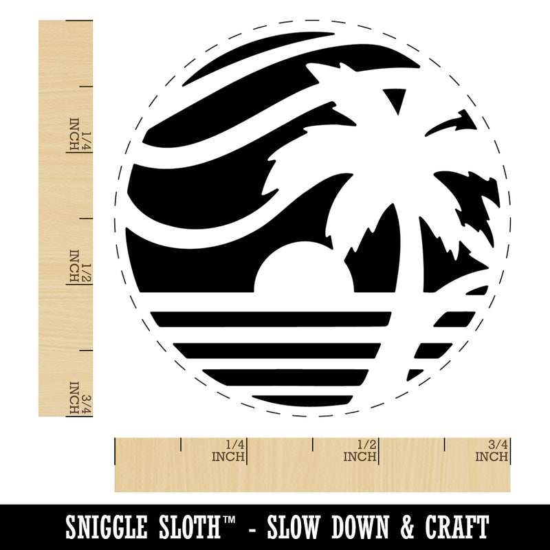 Beach Sunset Scene Tropical Ocean Self-Inking Rubber Stamp Ink Stamper for Stamping Crafting Planners