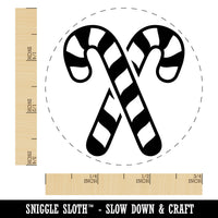 Crossed Candy Canes Christmas Self-Inking Rubber Stamp Ink Stamper for Stamping Crafting Planners