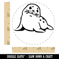 Curious Baby Seal Looking Right Self-Inking Rubber Stamp Ink Stamper for Stamping Crafting Planners