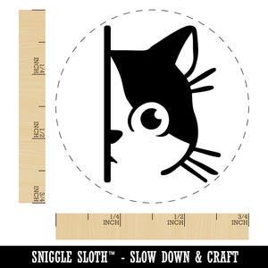 Curious Kitty Cat Hiding Peeking Around Corner Self-Inking Rubber Stamp Ink Stamper for Stamping Crafting Planners