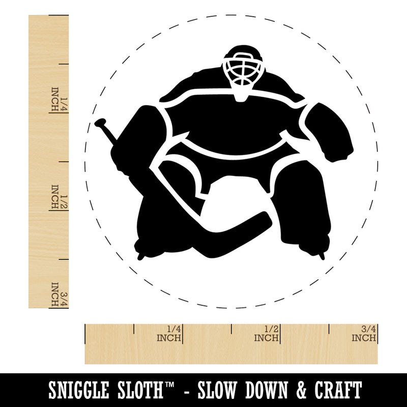 Hockey Goalie Goalkeeper with Stick Self-Inking Rubber Stamp Ink Stamper for Stamping Crafting Planners