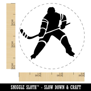 Hockey Player Holding Hockey Stick Self-Inking Rubber Stamp Ink Stamper for Stamping Crafting Planners