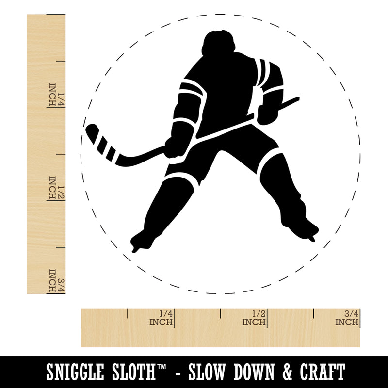 Hockey Player Holding Hockey Stick Self-Inking Rubber Stamp Ink Stamper for Stamping Crafting Planners