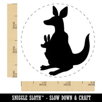 Kangaroo Mother with Baby Joey Silhouette Self-Inking Rubber Stamp Ink Stamper for Stamping Crafting Planners