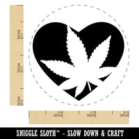 Marijuana Leaf in Heart Self-Inking Rubber Stamp Ink Stamper for Stamping Crafting Planners