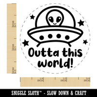 Outta Out of This World Alien Spaceship Self-Inking Rubber Stamp Ink Stamper for Stamping Crafting Planners