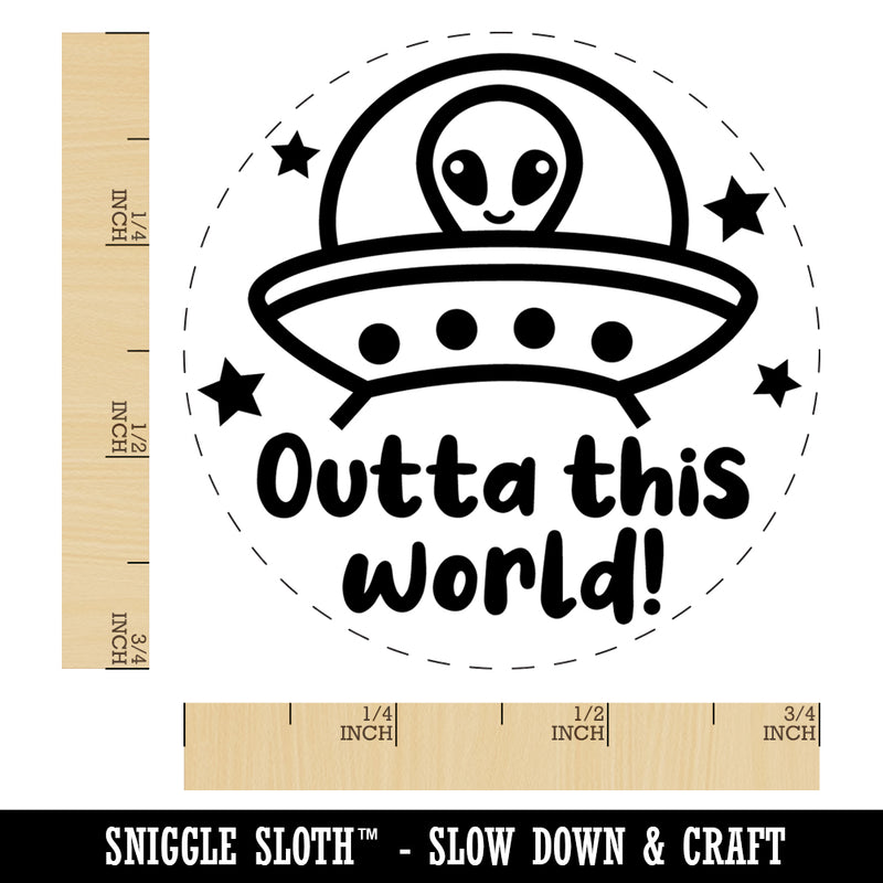 Outta Out of This World Alien Spaceship Self-Inking Rubber Stamp Ink Stamper for Stamping Crafting Planners