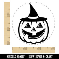 Pumpkin with Witch Jack-O'-Lantern Hat Halloween Self-Inking Rubber Stamp Ink Stamper for Stamping Crafting Planners