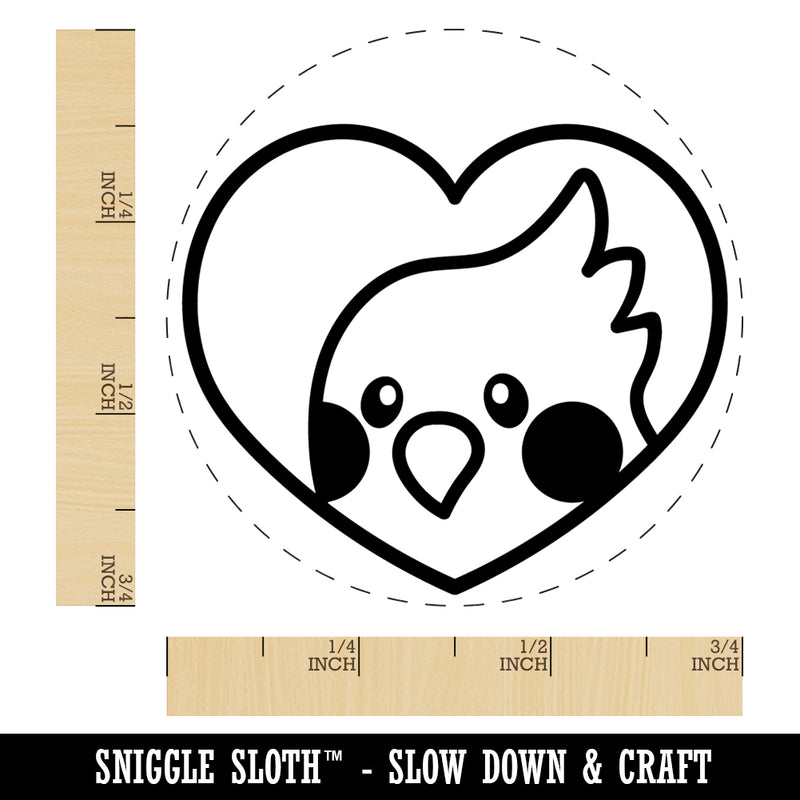 Cockatiel Bird Inside of Heart Self-Inking Rubber Stamp Ink Stamper for Stamping Crafting Planners