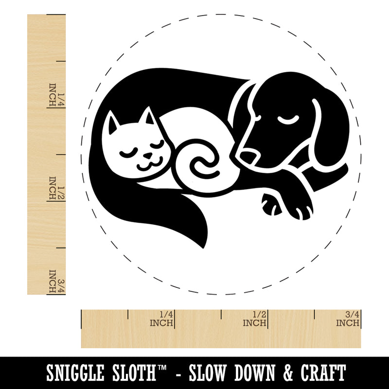 Dog and Cat Sleeping Self-Inking Rubber Stamp Ink Stamper for Stamping Crafting Planners