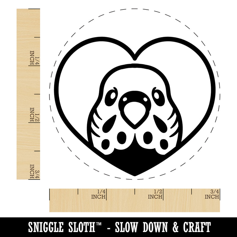 Parakeet Budgie Bird Inside of Heart Self-Inking Rubber Stamp Ink Stamper for Stamping Crafting Planners
