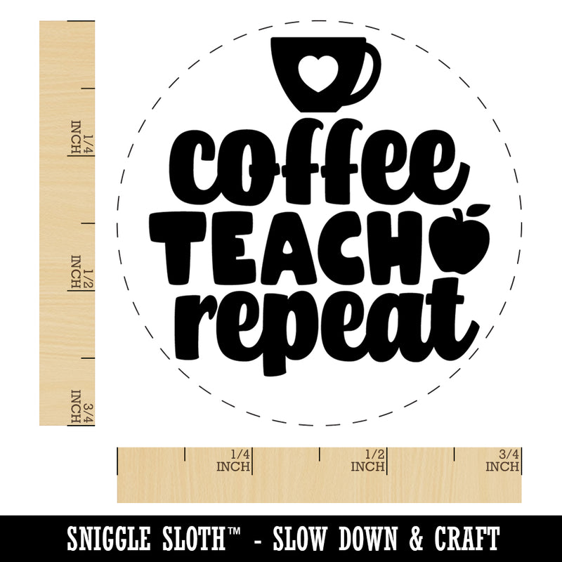 Coffee Teach Repeat Teacher Self-Inking Rubber Stamp Ink Stamper for Stamping Crafting Planners