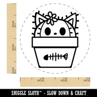 Peeking Cat Potted Cactus Self-Inking Rubber Stamp Ink Stamper for Stamping Crafting Planners