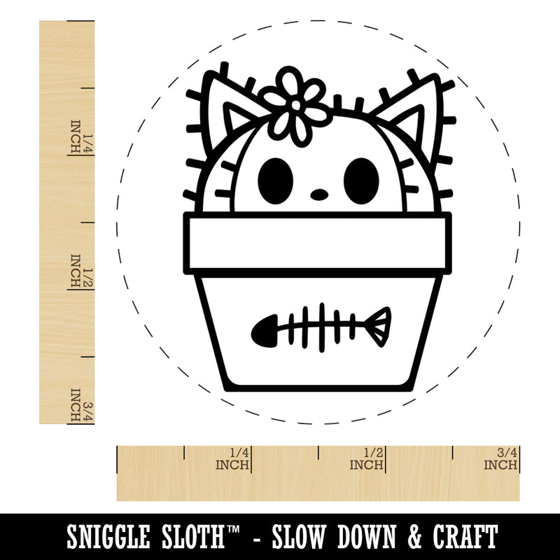 Peeking Cat Potted Cactus Self-Inking Rubber Stamp Ink Stamper for Stamping Crafting Planners