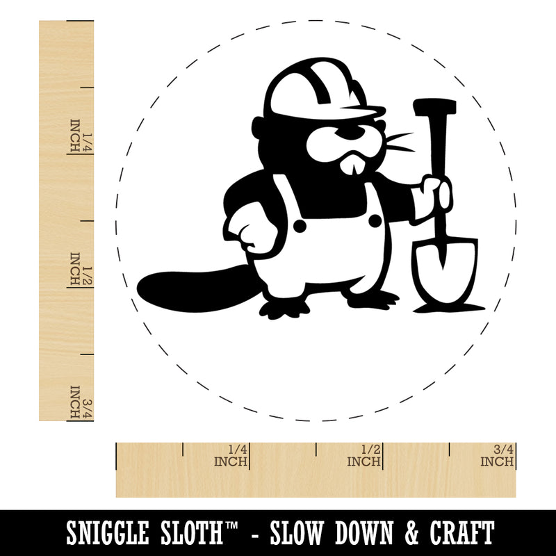 Construction Worker Builder Beaver with Shovel and Hard Hat Self-Inking Rubber Stamp Ink Stamper for Stamping Crafting Planners