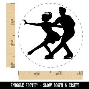 Figure Skating Couple Ice Skaters Self-Inking Rubber Stamp Ink Stamper for Stamping Crafting Planners