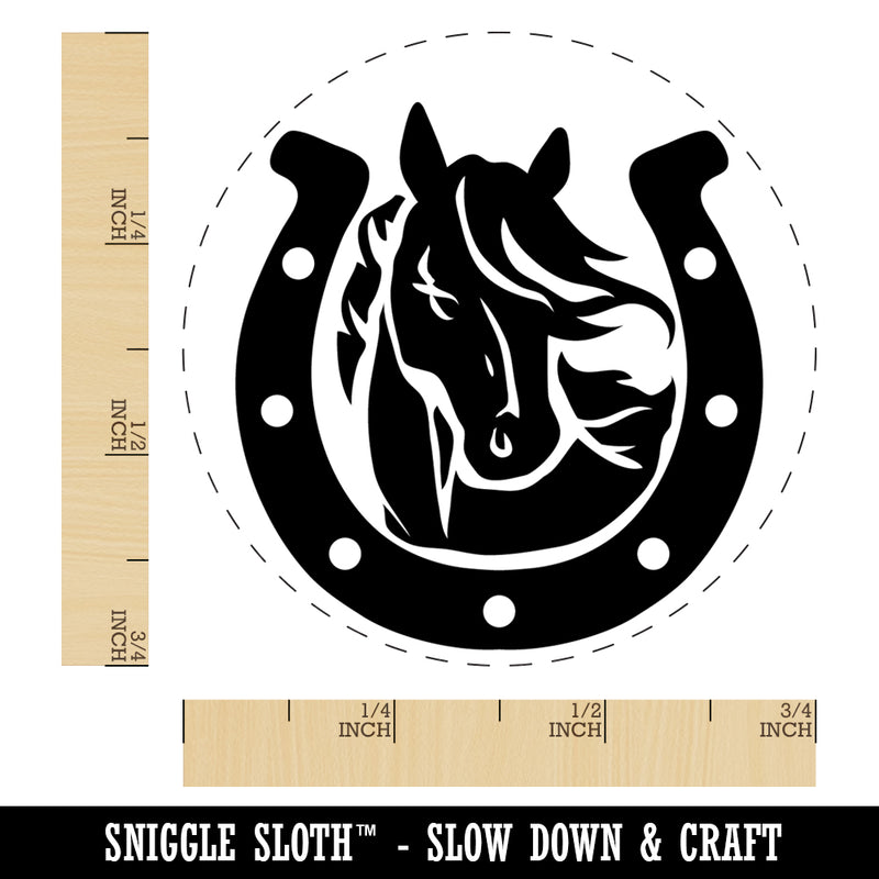 Horse in Horseshoe Self-Inking Rubber Stamp Ink Stamper for Stamping Crafting Planners