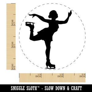 Ice Figure Skating Skater Woman on One Foot Pose Self-Inking Rubber Stamp Ink Stamper for Stamping Crafting Planners