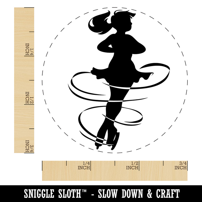 Spinning Jump Ice Figure Skating Skater Woman Self-Inking Rubber Stamp Ink Stamper for Stamping Crafting Planners