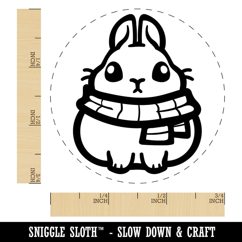 Plump Bunny Wearing Winter Scarf Self-Inking Rubber Stamp Ink Stamper for Stamping Crafting Planners