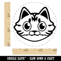Fluffy Striped Tabby Cat Head Self-Inking Rubber Stamp Ink Stamper for Stamping Crafting Planners