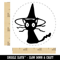 Spooked Cat in Witch Hat Halloween Self-Inking Rubber Stamp Ink Stamper for Stamping Crafting Planners