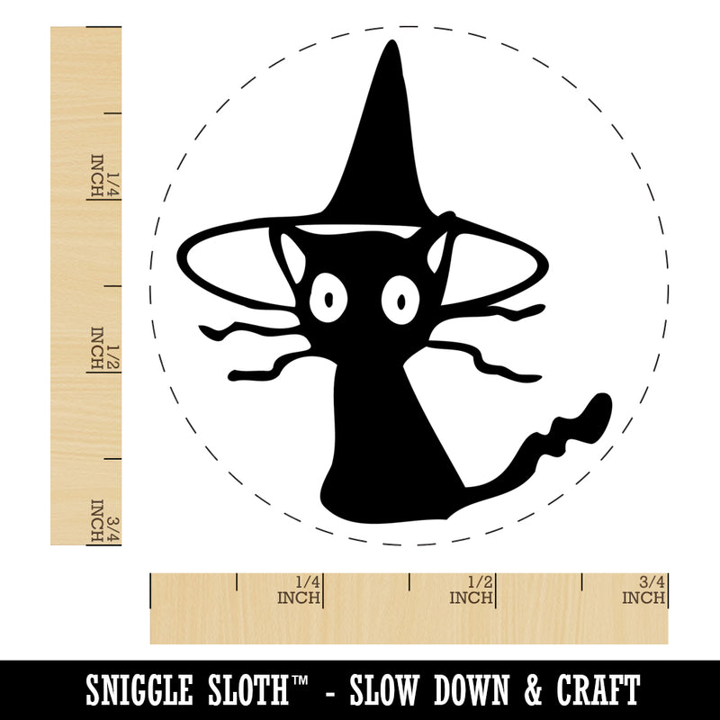 Spooked Cat in Witch Hat Halloween Self-Inking Rubber Stamp Ink Stamper for Stamping Crafting Planners