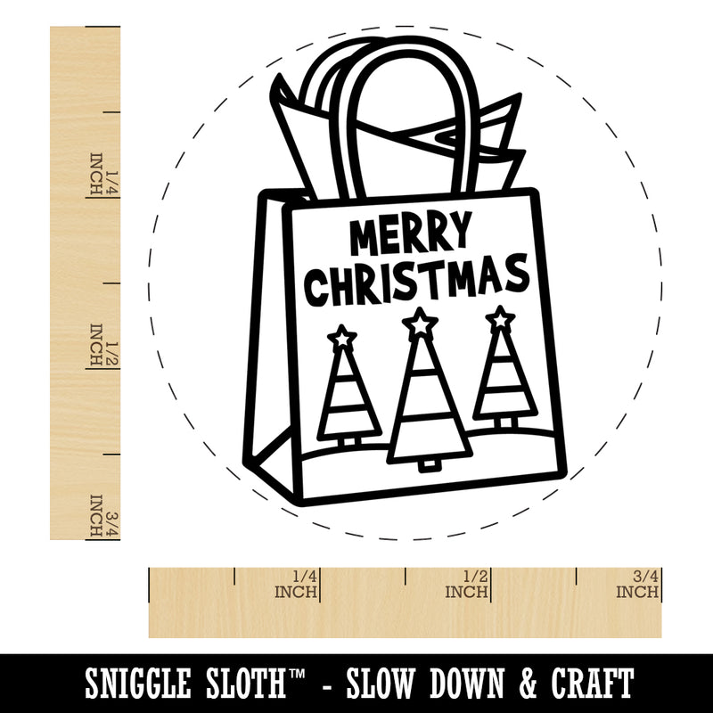 Merry Christmas Gift Bag Self-Inking Rubber Stamp Ink Stamper for Stamping Crafting Planners