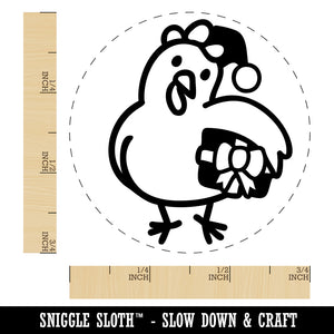 Santa Helper Elf Christmas Chicken with Present Self-Inking Rubber Stamp Ink Stamper for Stamping Crafting Planners