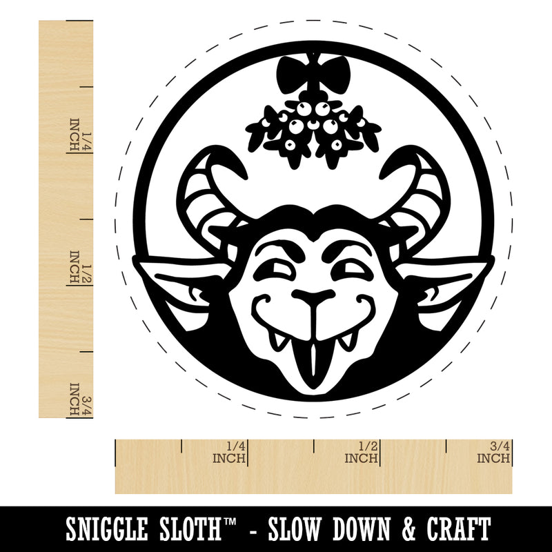 Cheeky Krampus Under Mistletoe Christmas Self-Inking Rubber Stamp Ink Stamper for Stamping Crafting Planners