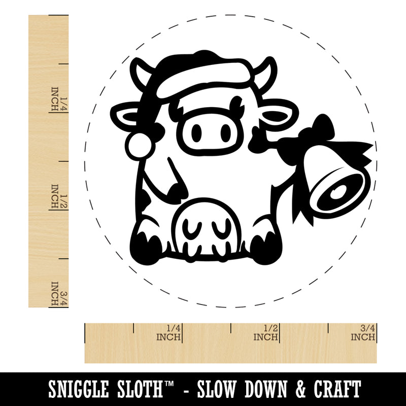 Christmas Cow Santa Hat Bell Self-Inking Rubber Stamp Ink Stamper for Stamping Crafting Planners