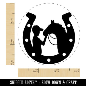 Horseshoe Horse and Boy Self-Inking Rubber Stamp Ink Stamper for Stamping Crafting Planners