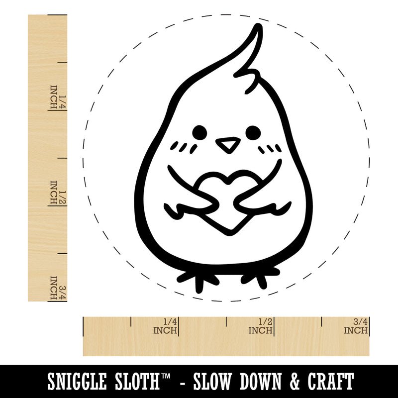 Cockatoo Holding Heart Self-Inking Rubber Stamp Ink Stamper for Stamping Crafting Planners