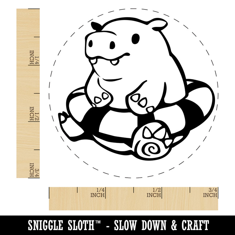 Baby Hippo in Swimming Tube Self-Inking Rubber Stamp Ink Stamper for Stamping Crafting Planners