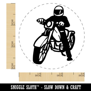 Biker on Motorcycle Self-Inking Rubber Stamp Ink Stamper for Stamping Crafting Planners