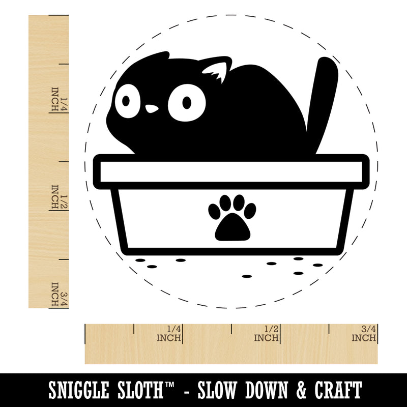 Cat Pooping Litter Box Funny Self-Inking Rubber Stamp Ink Stamper for Stamping Crafting Planners