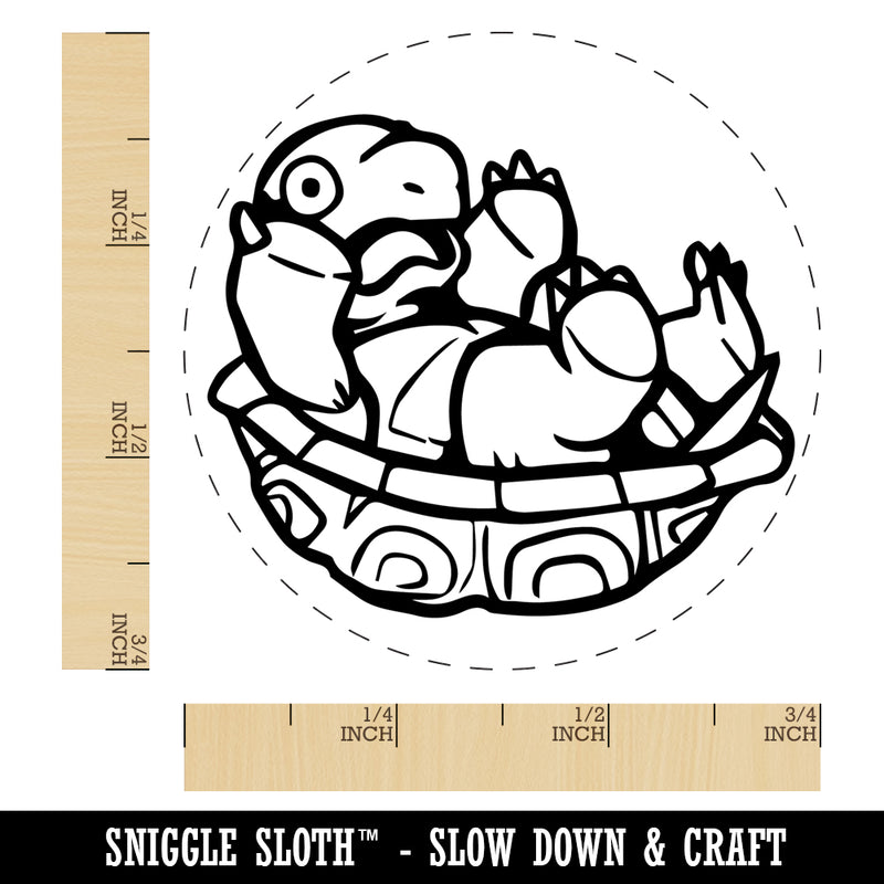 Distressed Turtle on Back Shell Self-Inking Rubber Stamp Ink Stamper for Stamping Crafting Planners