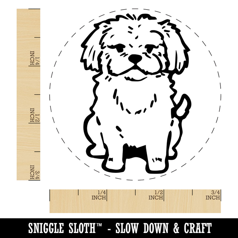 Fluffy Maltese Dog Puppy Self-Inking Rubber Stamp Ink Stamper for Stamping Crafting Planners
