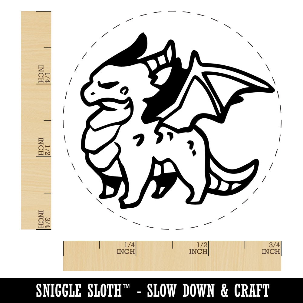 Grumpy Little Winged Dragon Self-Inking Rubber Stamp Ink Stamper for Stamping Crafting Planners