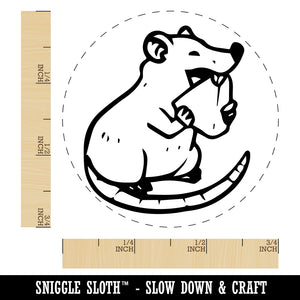 Happy Rat Eating Cheese Self-Inking Rubber Stamp Ink Stamper for Stamping Crafting Planners