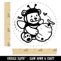 Hungry Honey Bear with Bee Hive Self-Inking Rubber Stamp Ink Stamper for Stamping Crafting Planners