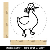 Romantic Goose with Flower Self-Inking Rubber Stamp Ink Stamper for Stamping Crafting Planners