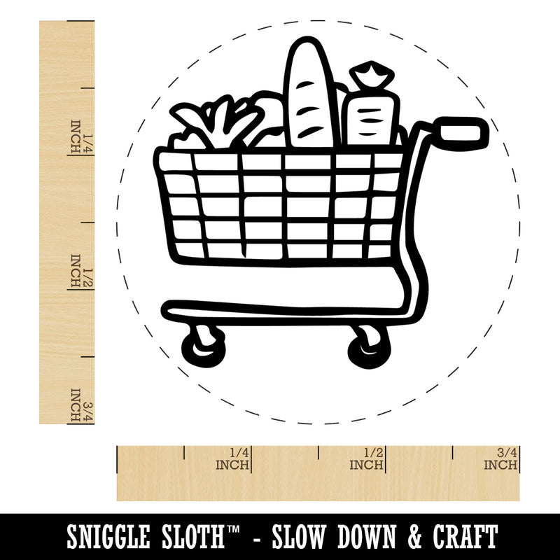 Shopping Cart Full Groceries Food Self-Inking Rubber Stamp Ink Stamper for Stamping Crafting Planners