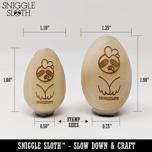 Dashed Square Outline Chicken Egg Rubber Stamp