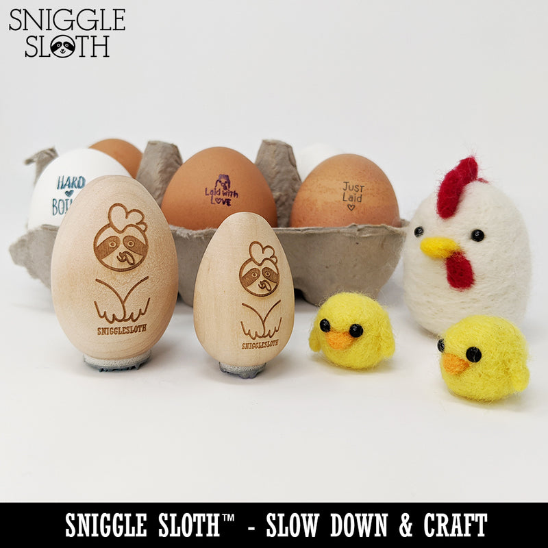 Organic Fun Text Chicken Egg Rubber Stamp
