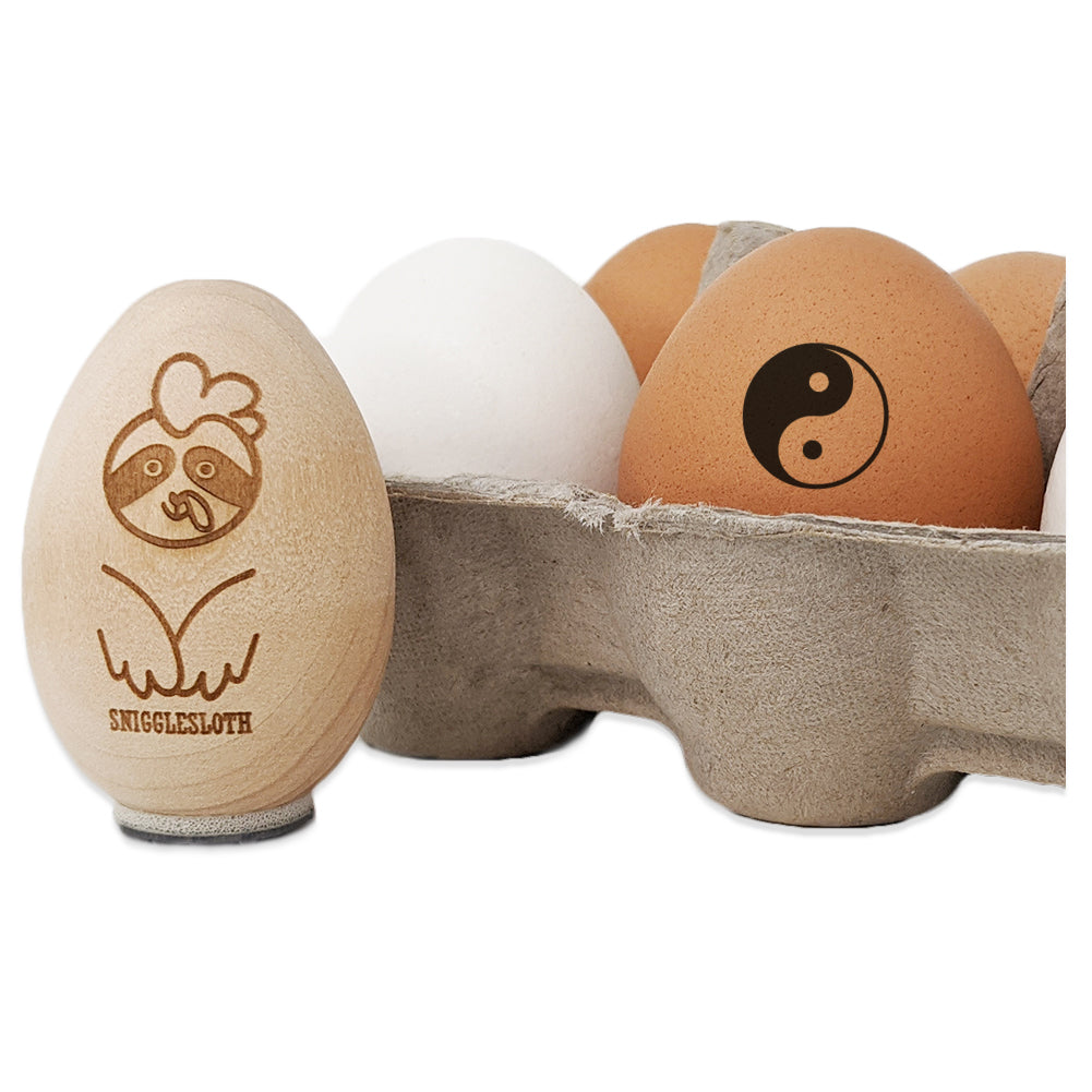 Yin and Yang Symbol Chicken Egg Rubber Stamp