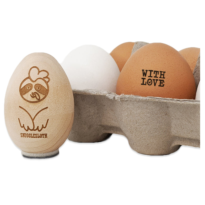 With Love Heart Fun Text Chicken Egg Rubber Stamp