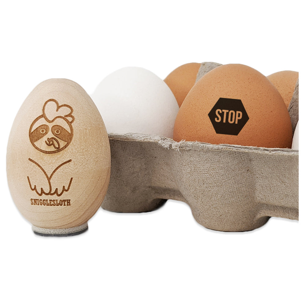 Stop Sign Chicken Egg Rubber Stamp